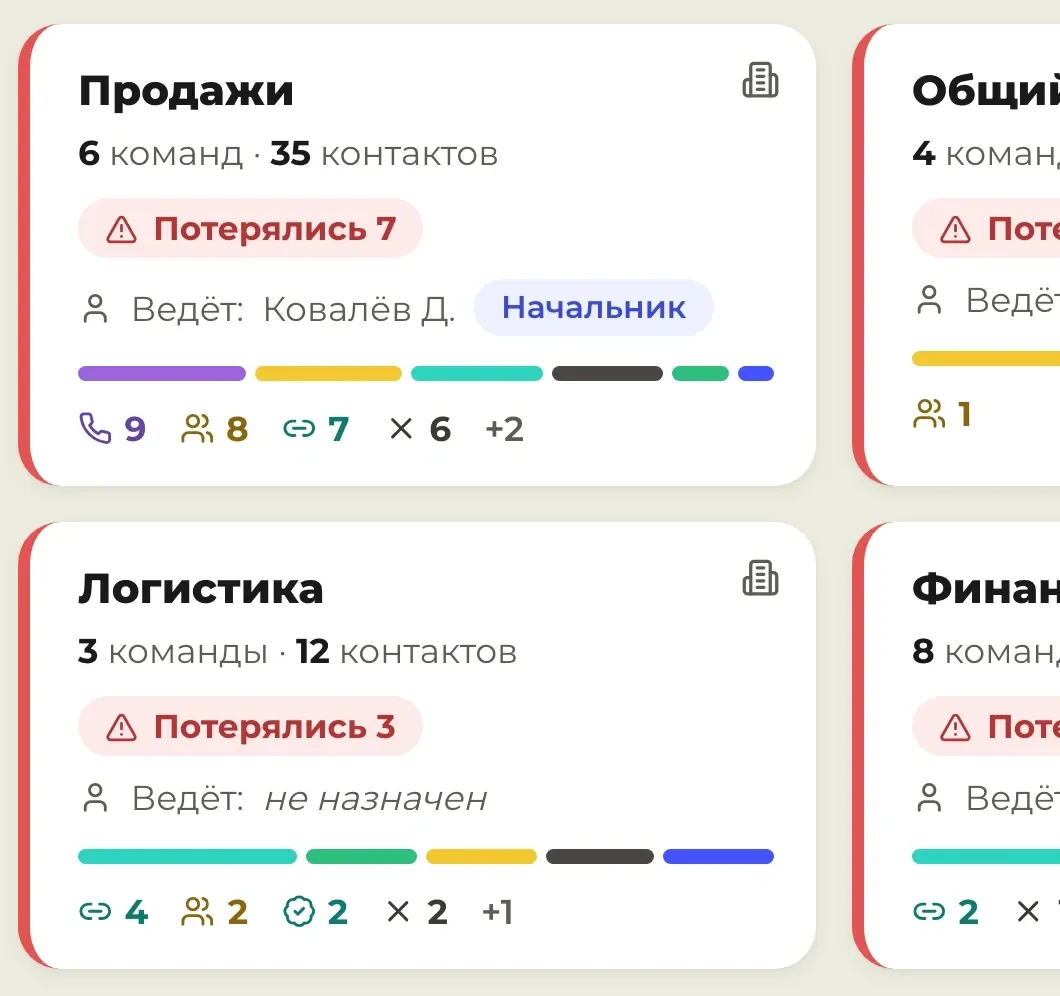 Отделы: кто потерялся и кто ведёт